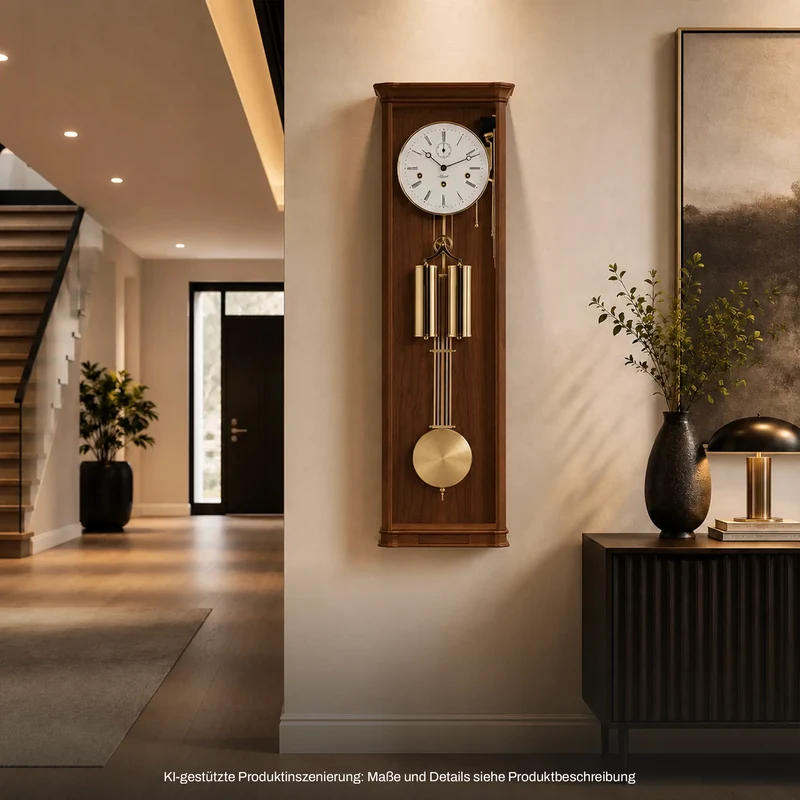 Hermle Wanduhr 87,5x25x13,5 cm Holz • Westminster Gong • Mechanisches Uhrwerk