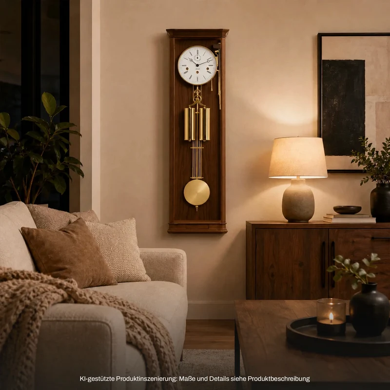 Hermle Wanduhr 87,5x25x13,5 cm Holz • Westminster Gong • Mechanisches Uhrwerk