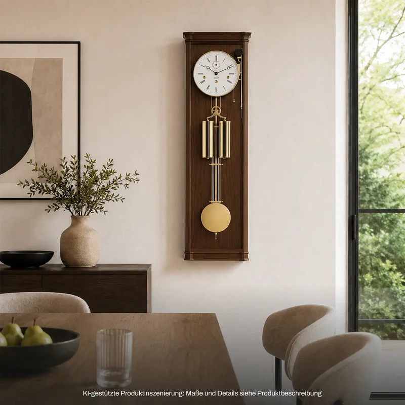Hermle Wanduhr 87,5x25x13,5 cm Nussbaum • Westminster-Melodie • Automatische Nachtabschaltung