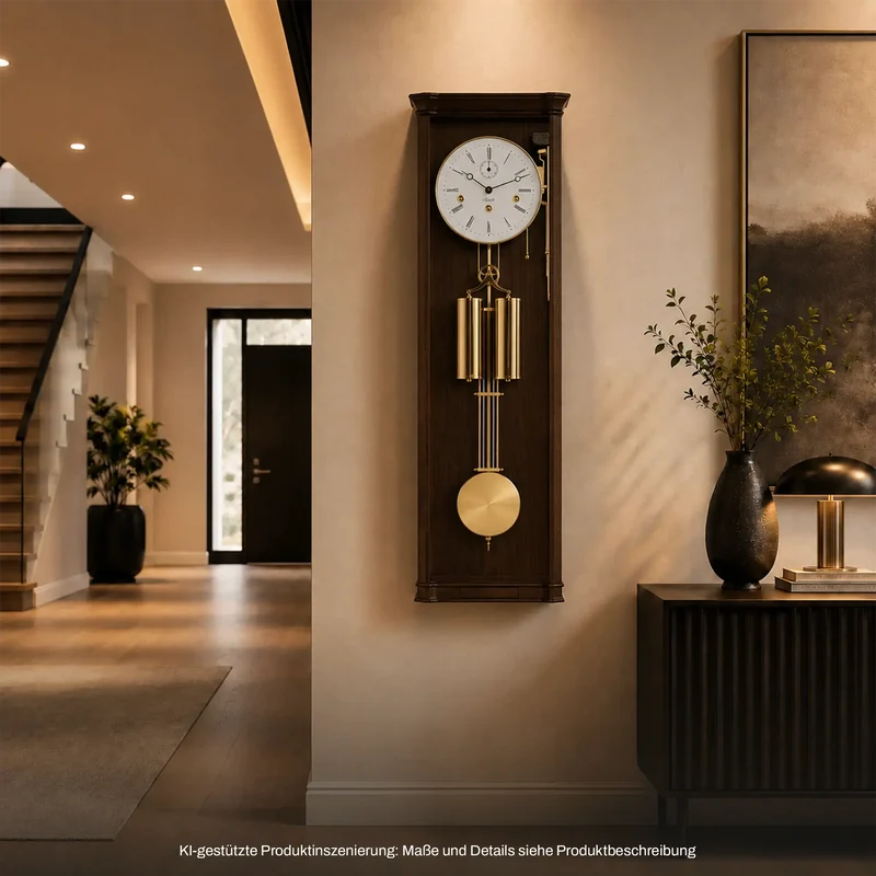 Hermle Wanduhr 87,5x25x13,5 cm Nussbaum • Westminster-Melodie • Automatische Nachtabschaltung