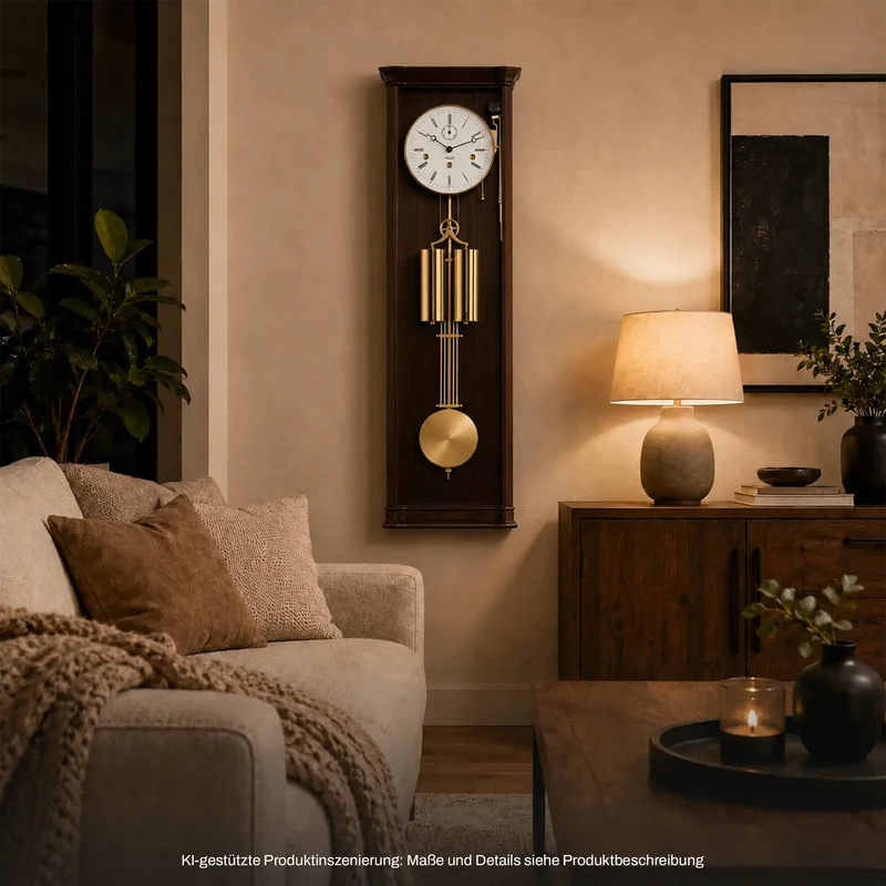 Hermle Wanduhr 87,5x25x13,5 cm Nussbaum • Westminster-Melodie • Automatische Nachtabschaltung