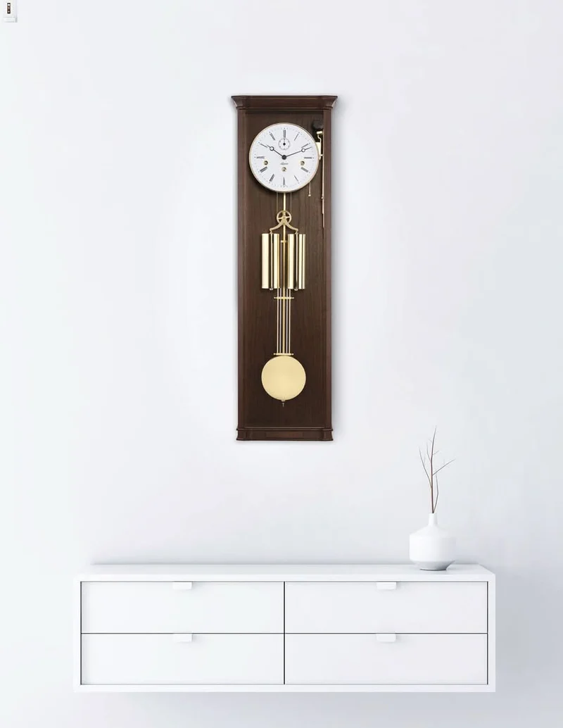 Hermle Wanduhr 87,5x25x13,5 cm Nussbaum • Westminster-Melodie • Automatische Nachtabschaltung
