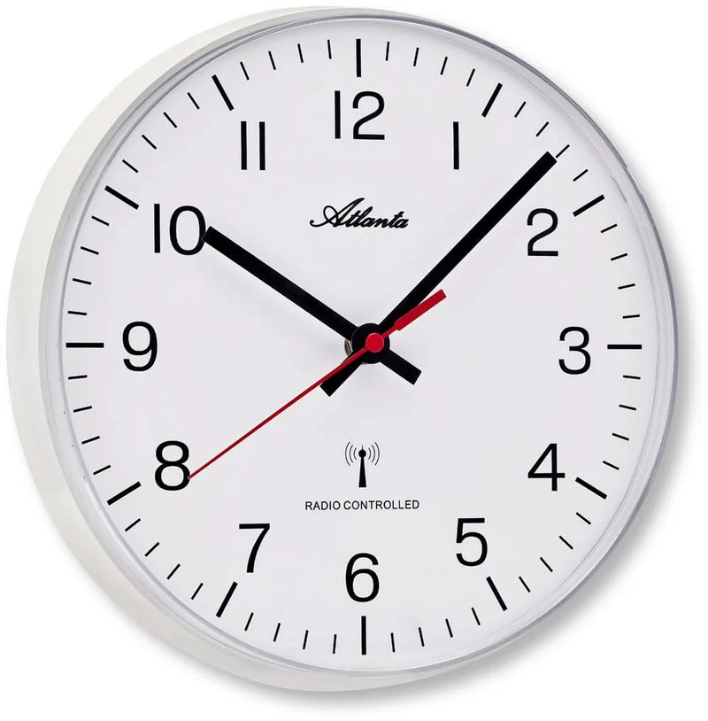 Atlanta Wanduhr 25,5x25,5x4 cm Kunststoff • Präzises Funkwerk • Modernes Design