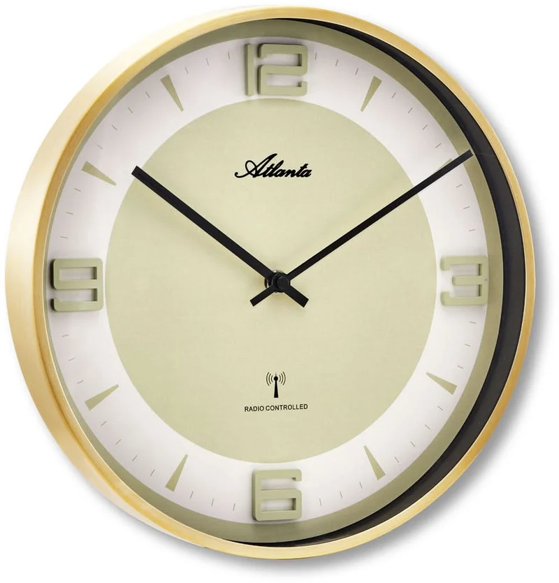 Atlanta Wanduhr 30 cm Ø Metall • Funkgesteuert • Echtglas