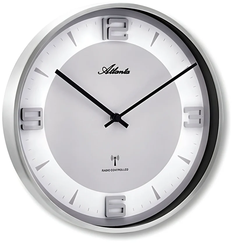 Atlanta Wanduhr 30 cm Ø Metall • Funkgesteuert • Modernes Design