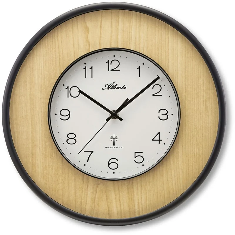 Atlanta Wanduhr 34 cm Ø Kunststoff • Funkgesteuert • Modernes Design