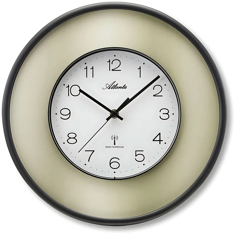 Atlanta Wanduhr 34 cm Ø Kunststoff • Funkgesteuert • Modernes Design