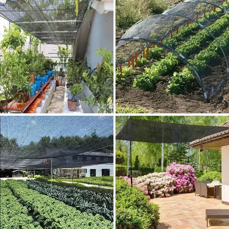 Schaduwdoek Zonwerend Gaas Zwart met Getapete Randen en Ringetjes voor Pergola Kas Tuin Patio Overkapping Terrasoverkapping Zonnescherm Tuinscherm Tuindoek Parasoldoek | Sansoti