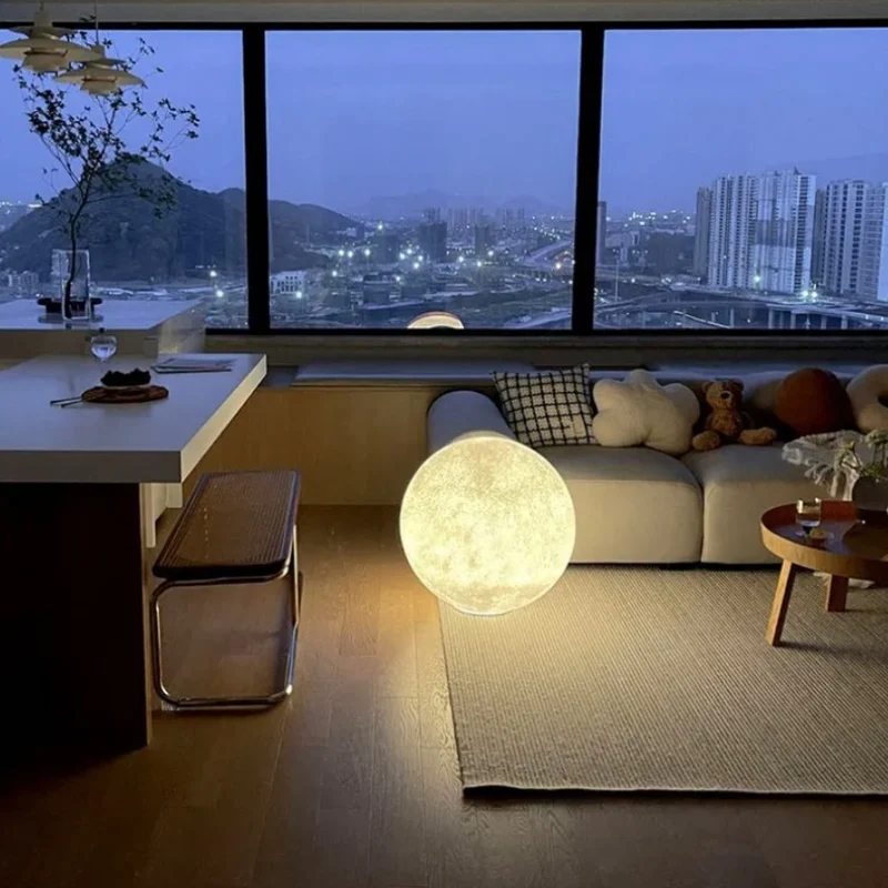 Maanlamp Vloerlamp Dimbaar LED Sfeerverlichting voor Woonkamer Slaapkamer Scandinavisch Design | Sansoti