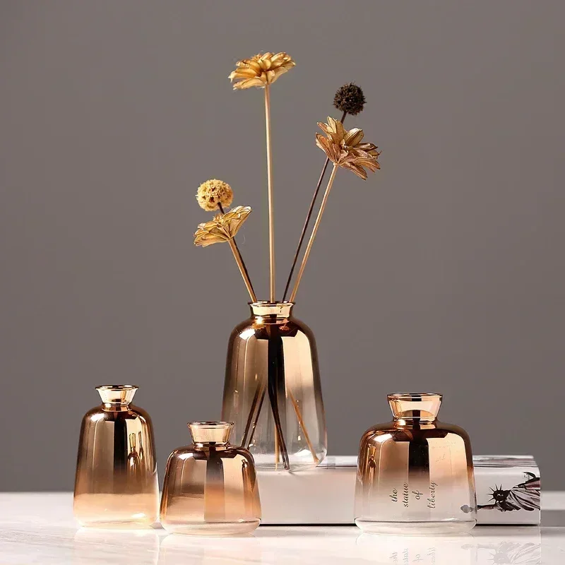 Glazen Decoratievaas met Kleurverloop voor Verse Bloemen en Droogbloemen | Sansoti