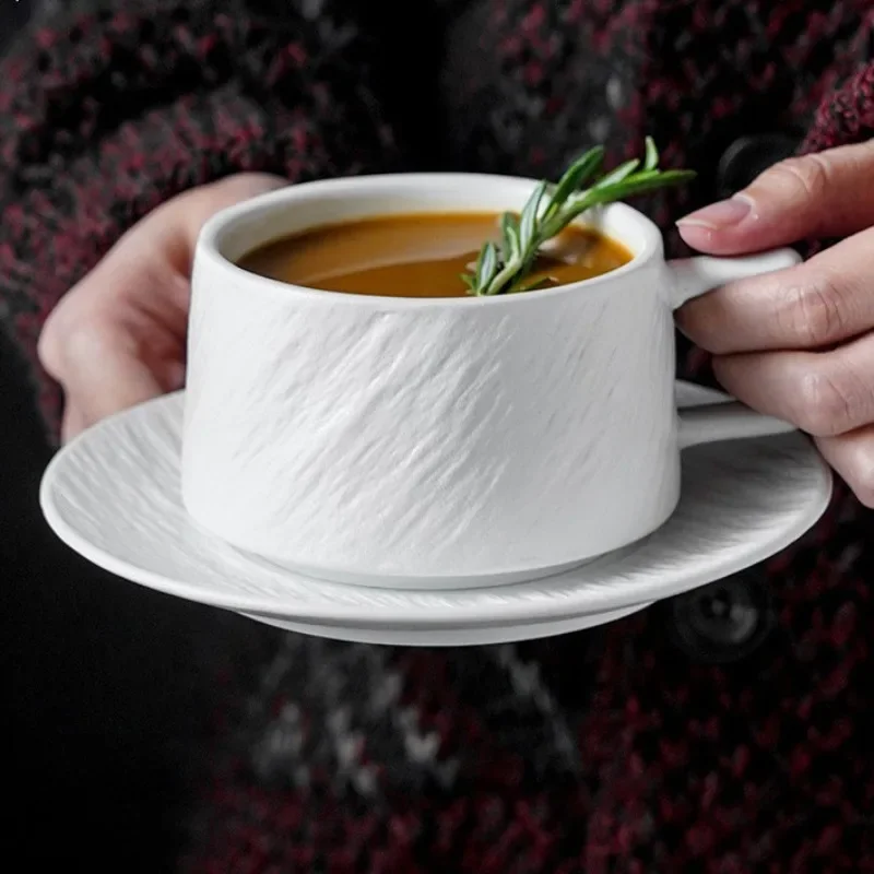 Keramische Koffiemok met Schotel – Japans Geïnspireerd Servies voor Thee en Koffie – Handgevormde Kopjes met Bijpassend Onderzettertje | Sansoti