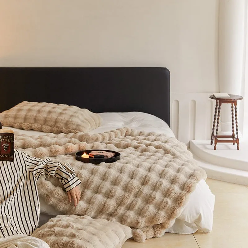 Zachte Imitatiebont Plaid – Luxe Konijnenbont Textuur – 160x200cm – Voor Bank & Bed | Sansoti
