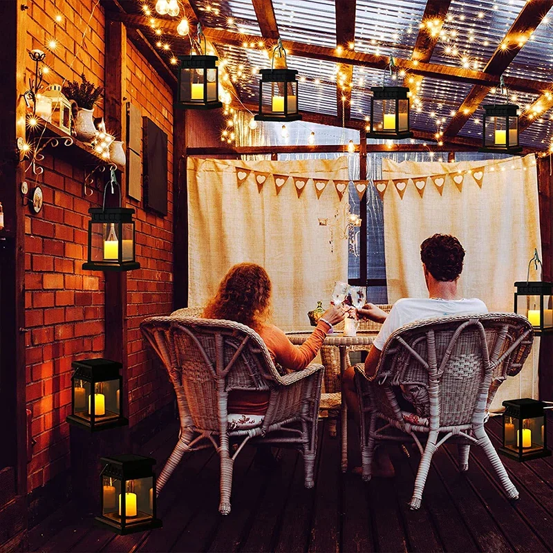 Solarlantaarn met Kaarseffect voor Tuin en Terras | Waterdicht IP65 | Automatische Schemersensor | Sansoti
