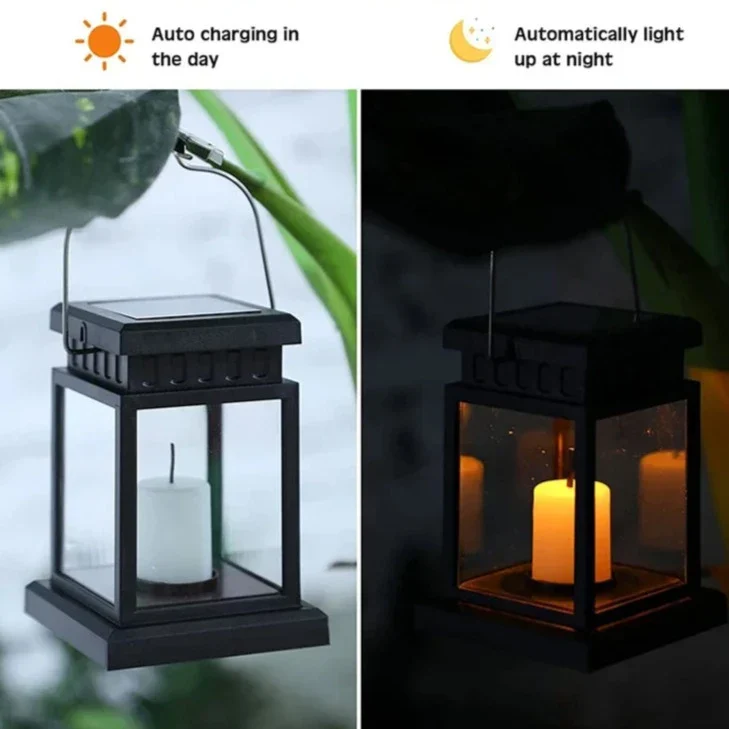 Solarlantaarn met Kaarseffect voor Tuin en Terras | Waterdicht IP65 | Automatische Schemersensor | Sansoti