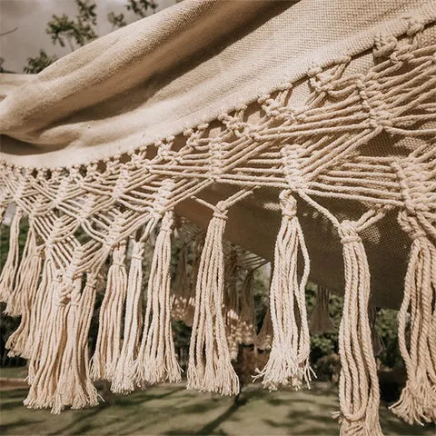 Handgeweven Hangmat Katoenen Touw Boho-Stijl Tweepersoons Draagbaar 200x150cm | Sansoti
