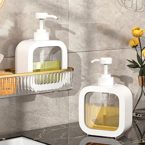 Scandinavische Zeepdispenser met Pompje | 17cm & 19cm | Minimalistisch Design voor Badkamer & Keuken | Duurzame ABS & PVC Zeeppomphouder | Sansoti