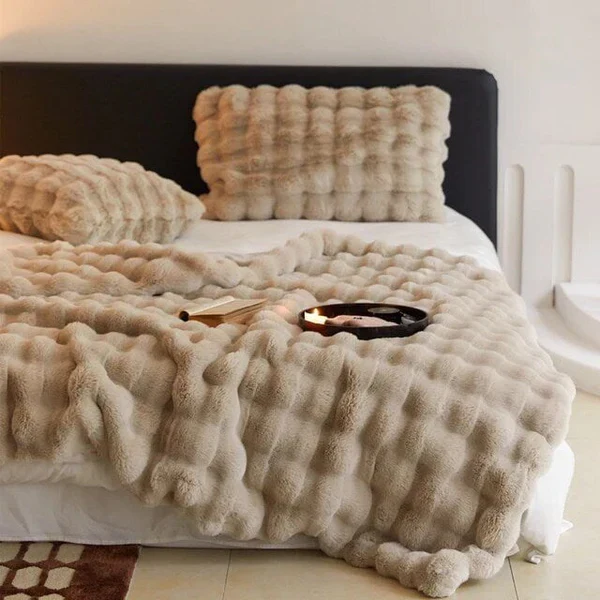 Zachte Pluche Kussenhoes 45x45cm Konijnenbont-Look Wit Beige Grijs | Woonkamer Slaapkamer Decoratief Sierkussen | Scandinavisch | Sansoti