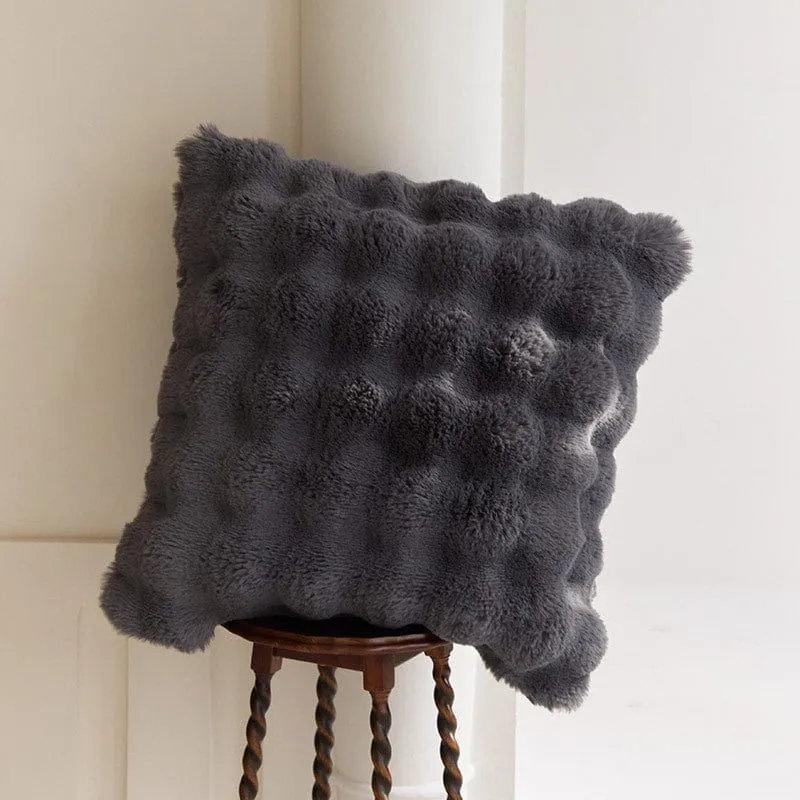 Zachte Pluche Kussenhoes 45x45cm Konijnenbont-Look Wit Beige Grijs | Woonkamer Slaapkamer Decoratief Sierkussen | Scandinavisch | Sansoti