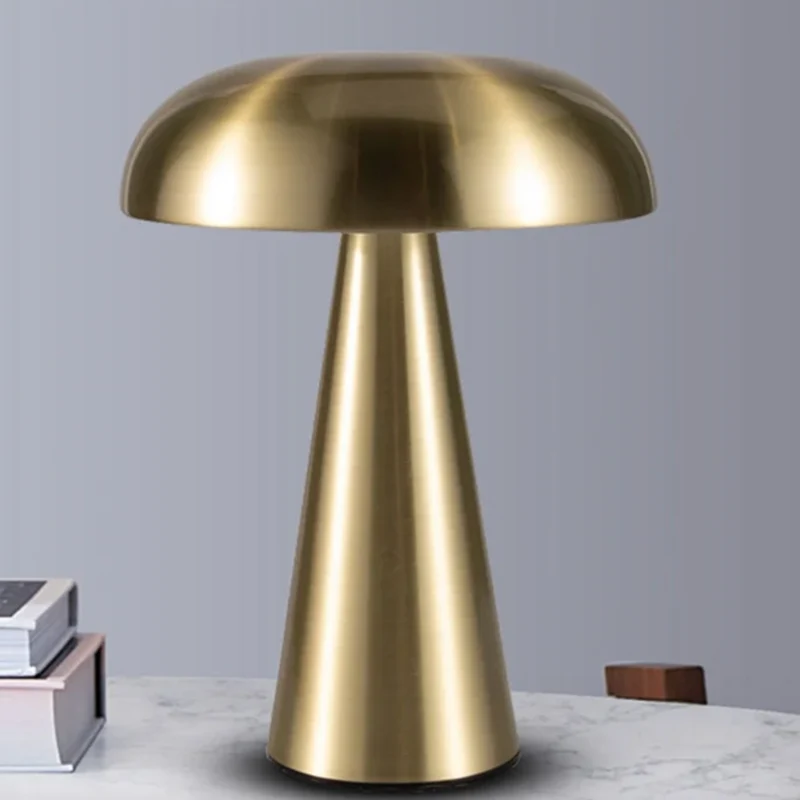 Decoratieve Paddenstoel Tafellamp LED Draadloos Oplaadbaar Metaal 21cm Drie Kleurtemperaturen Scandinavisch Design Nachtverlichting Sfeerlamp | Sansoti