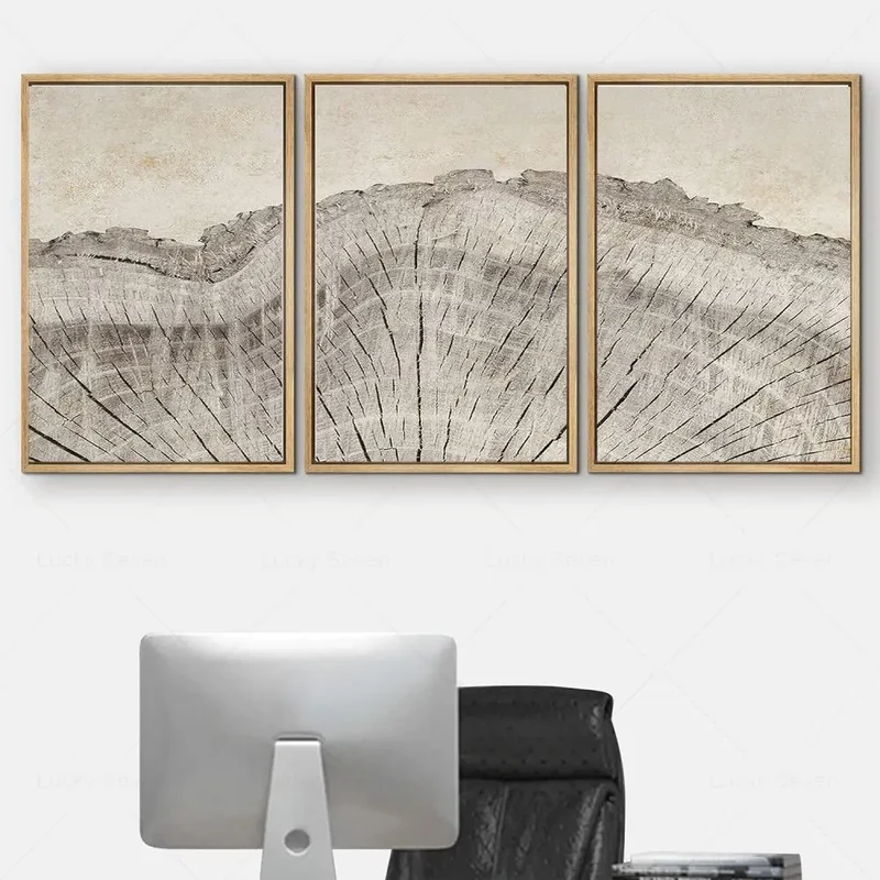 Abstracte Boomringen Canvas Wanddecoratie 60x40 cm Organische Textuur Art Print Rustiek Moderne Interieurstijl Natuurgeïnspireerd | Sansoti
