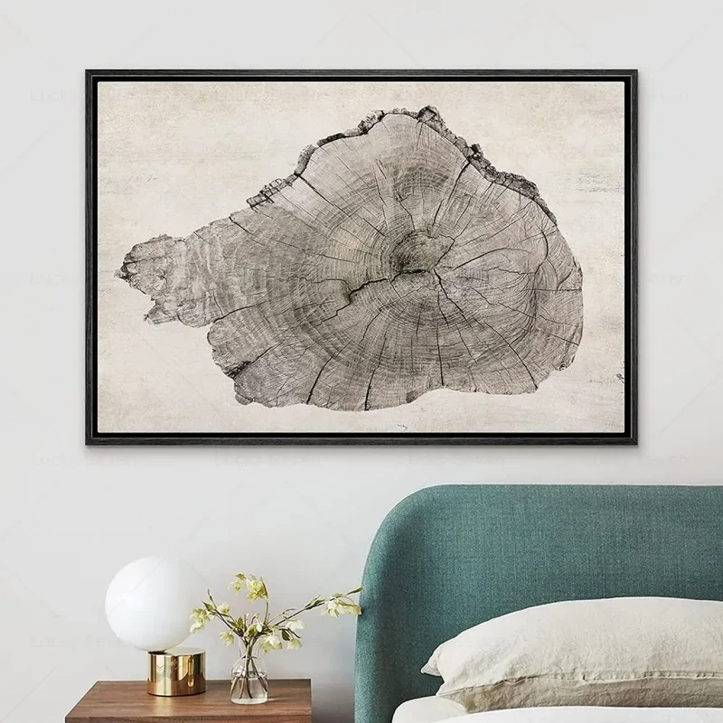 Abstracte Boomringen Canvas Wanddecoratie 60x40 cm Organische Textuur Art Print Rustiek Moderne Interieurstijl Natuurgeïnspireerd | Sansoti