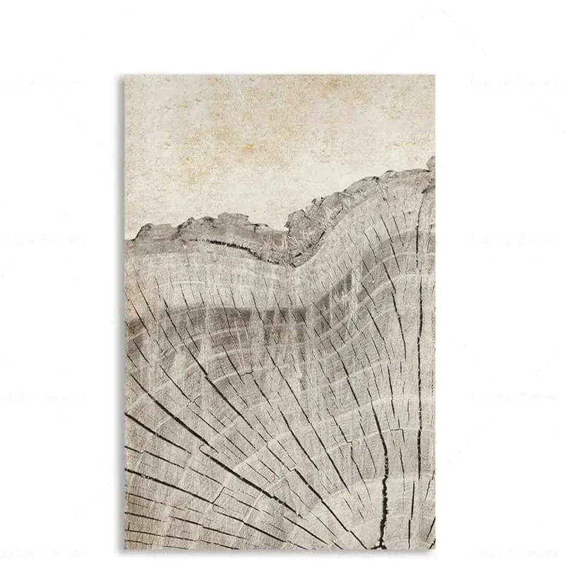 Abstracte Boomringen Canvas Wanddecoratie 60x40 cm Organische Textuur Art Print Rustiek Moderne Interieurstijl Natuurgeïnspireerd | Sansoti