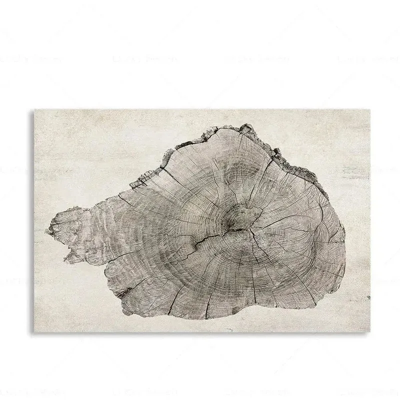 Abstracte Boomringen Canvas Wanddecoratie 60x40 cm Organische Textuur Art Print Rustiek Moderne Interieurstijl Natuurgeïnspireerd | Sansoti