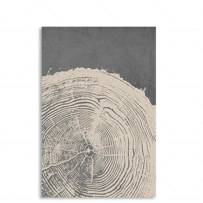 Abstracte Boomringen Canvas Wanddecoratie 60x40 cm Organische Textuur Art Print Rustiek Moderne Interieurstijl Natuurgeïnspireerd | Sansoti