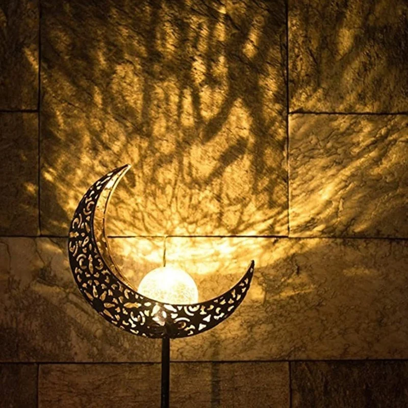 Solarlamp voor Tuin Halvemaan Design 76cm IJzer Glas LED Verlichting IP55 Waterbestendig Tuinverlichting Pathpad Decoratie | Sansoti