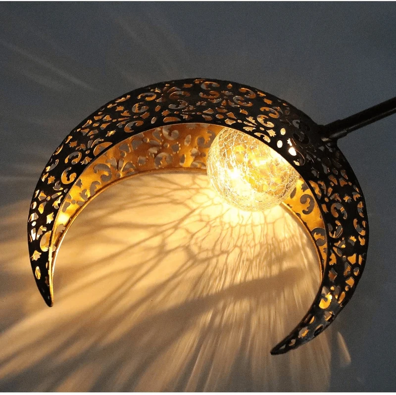 Solarlamp voor Tuin Halvemaan Design 76cm IJzer Glas LED Verlichting IP55 Waterbestendig Tuinverlichting Pathpad Decoratie | Sansoti