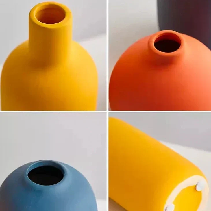 Keramische Vaas met Handgeschilderde Scandinavische Motieven – Decoratieve Bloemenvaas voor Woonkamer en Tafel | Sansoti