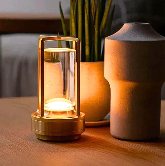 Decoratieve Kristallen Tafellamp Oplaadbaar Draadloos LED Nachtlampje met Drie Lichtstanden Dimbaar Modern Design 18cm | Sansoti