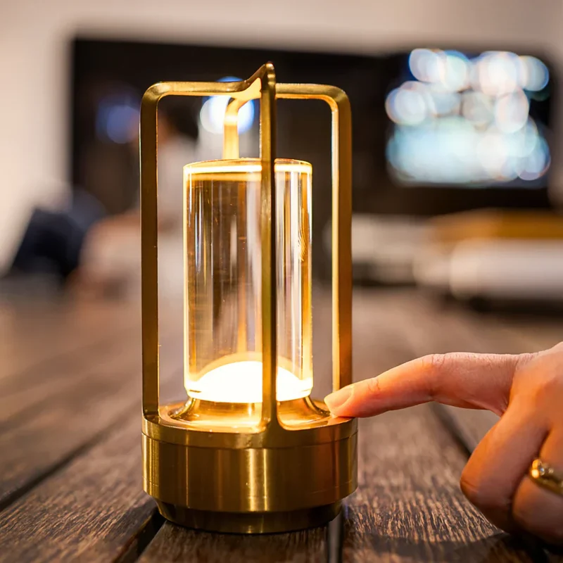 Decoratieve Kristallen Tafellamp Oplaadbaar Draadloos LED Nachtlampje met Drie Lichtstanden Dimbaar Modern Design 18cm | Sansoti