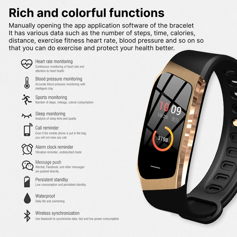 Slimme Fitness Tracker met Hartslagmeter en Bloeddrukfunctie - 24/7 Gezondheidsmonitoring & Sporttracking | Sansoti