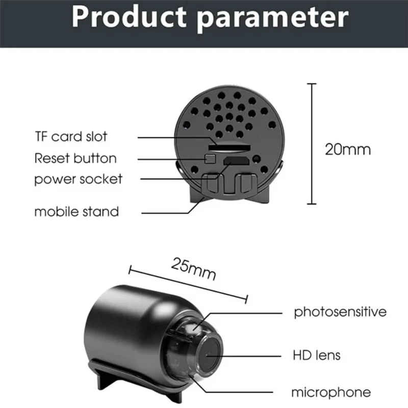 Waterdichte Mini Beveiligingscamera met Nachtzicht WiFi 1080P HD 160° Brede Hoek | Sansoti