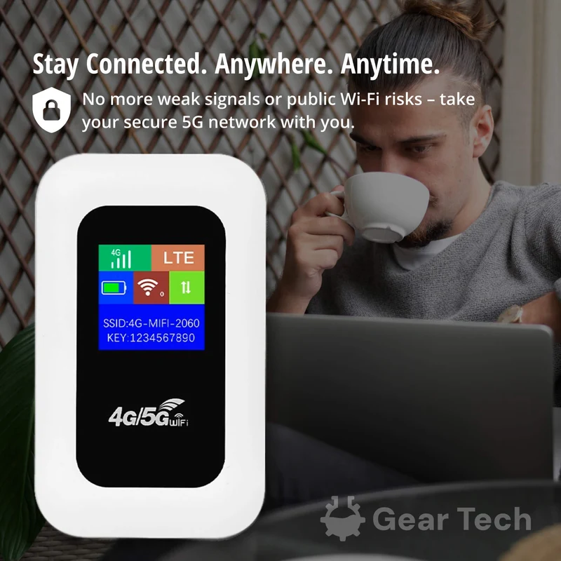 Draagbare 5G WiFi Router – Veilige Mobiele Internetverbinding voor Camper, Caravan en Reizen | 10 Apparaten | 150 Mbps | Sansoti
