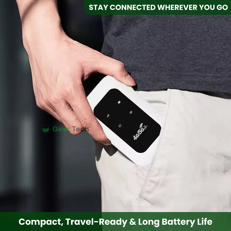 Draagbare 5G WiFi Router – Veilige Mobiele Internetverbinding voor Camper, Caravan en Reizen | 10 Apparaten | 150 Mbps | Sansoti