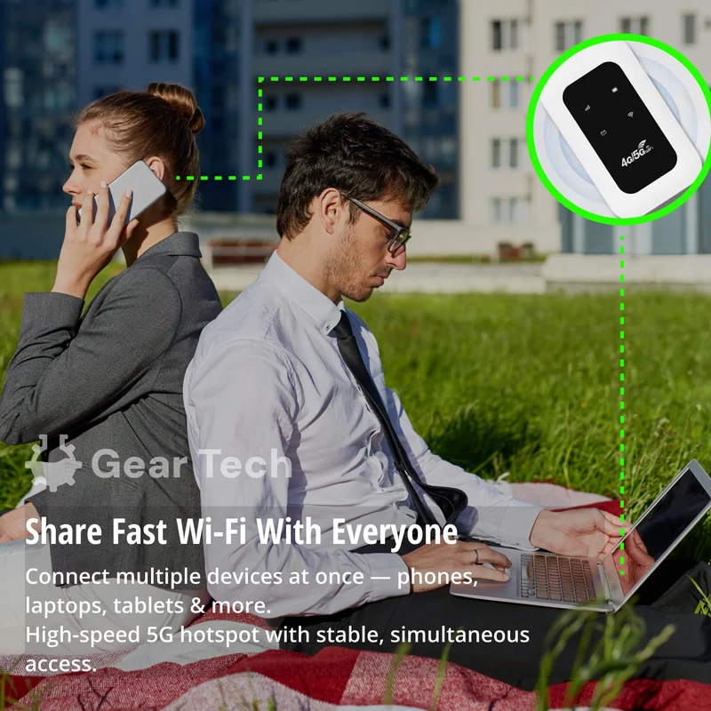 Draagbare 5G WiFi Router – Veilige Mobiele Internetverbinding voor Camper, Caravan en Reizen | 10 Apparaten | 150 Mbps | Sansoti