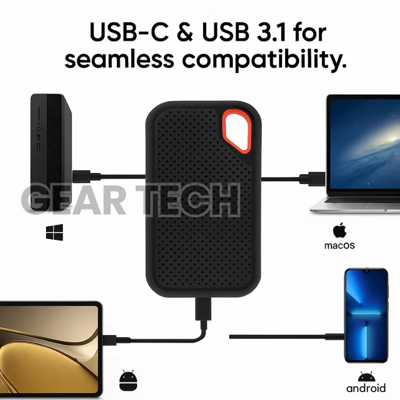 Externe SSD Harde Schijf 2TB – Compacte Draagbare Opslag met USB-C voor PC, Laptop en Mac | Sansoti