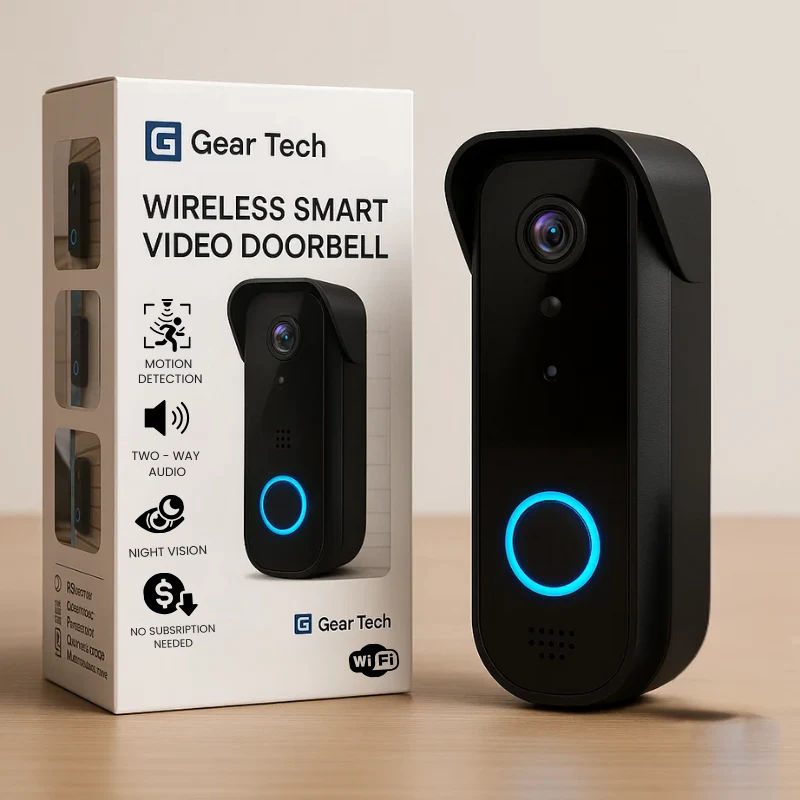 Draadloze Smart Video Deurbel Camera | HD-Beeldkwaliteit Dag & Nacht | WiFi Tweerichtings Intercom | Bewegingsdetectie | Geen Abonnement Vereist | Weerbestendig | Oplaadbare Batterij 90 Dagen | Sansoti