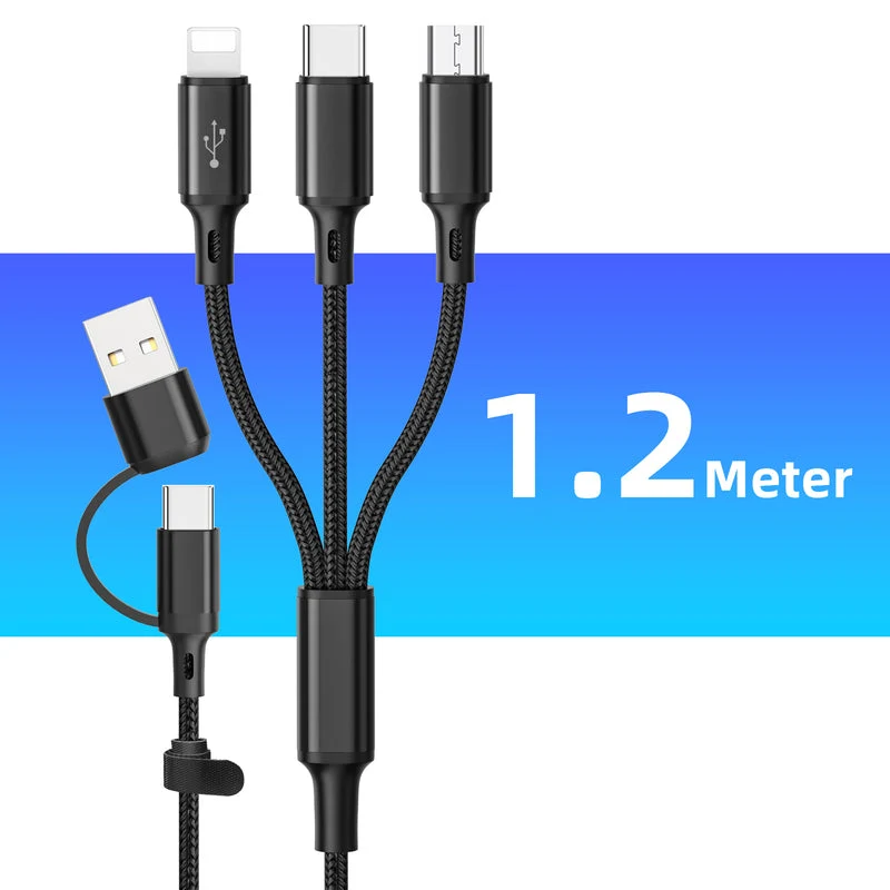 3-in-1 Oplaadkabel USB Multi Connector Type-C Micro USB 6A Snelladen voor Smartphones | Sansoti