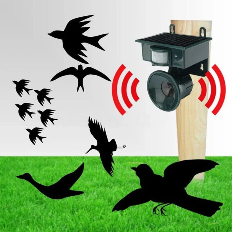 Bewegingssensor Vogelverschrikker voor Kraaien en Duiven | Ultrasoon Geluidsverdrijver voor Tuin en Dak | Sansoti