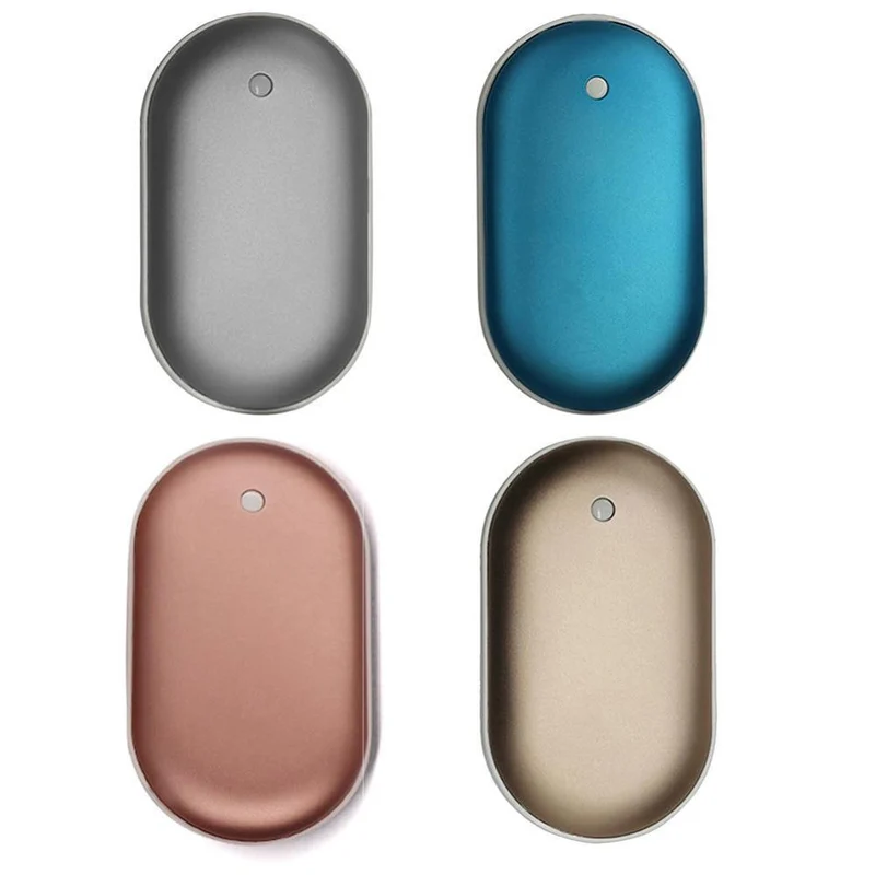 Oplaadbare Handwarmer met Powerbank 5200mAh Zilver Goud Roségoud Blauw Dubbele Verwarming 3 Temperatuurstanden USB-C Compact Zakformaat Outdoor Winter Cadeau | Sansoti