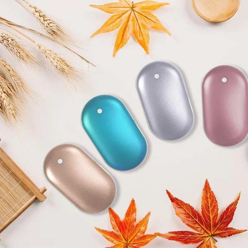 Oplaadbare Handwarmer met Powerbank 5200mAh Zilver Goud Roségoud Blauw Dubbele Verwarming 3 Temperatuurstanden USB-C Compact Zakformaat Outdoor Winter Cadeau | Sansoti