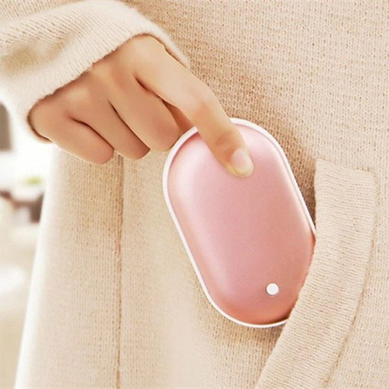 Oplaadbare Handwarmer met Powerbank 5200mAh Zilver Goud Roségoud Blauw Dubbele Verwarming 3 Temperatuurstanden USB-C Compact Zakformaat Outdoor Winter Cadeau | Sansoti