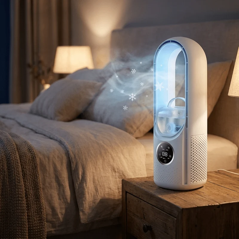Torenventilator zonder Bladen Stil Ontwerp met Slaapstand voor Rustige Koeling Energie-efficiënt Compact Ideaal voor Slaapkamer Kantoor Woonkamer Nachtkastje Bureau | Sansoti