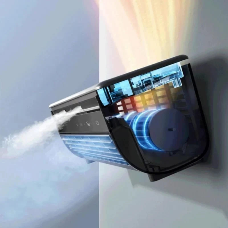 Draadloze Wandmontage Luchtkoeler met 12 Uur Accu – Oplaadbare Ventilator zonder Wieken voor Energiezuinige Koeling | Sansoti