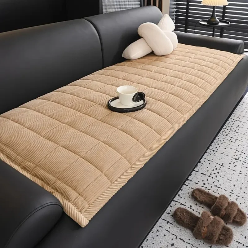 Quilted Bankhoes Mat – Zachte Ribfluweel met Antislip Achterkant, Bescherming tegen Krassen, Machinewasbaar, Meerdere Maten | Sansoti