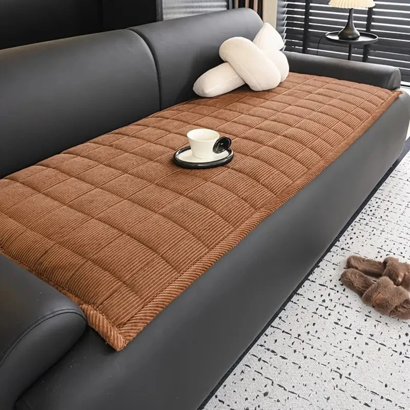 Quilted Bankhoes Mat – Zachte Ribfluweel met Antislip Achterkant, Bescherming tegen Krassen, Machinewasbaar, Meerdere Maten | Sansoti