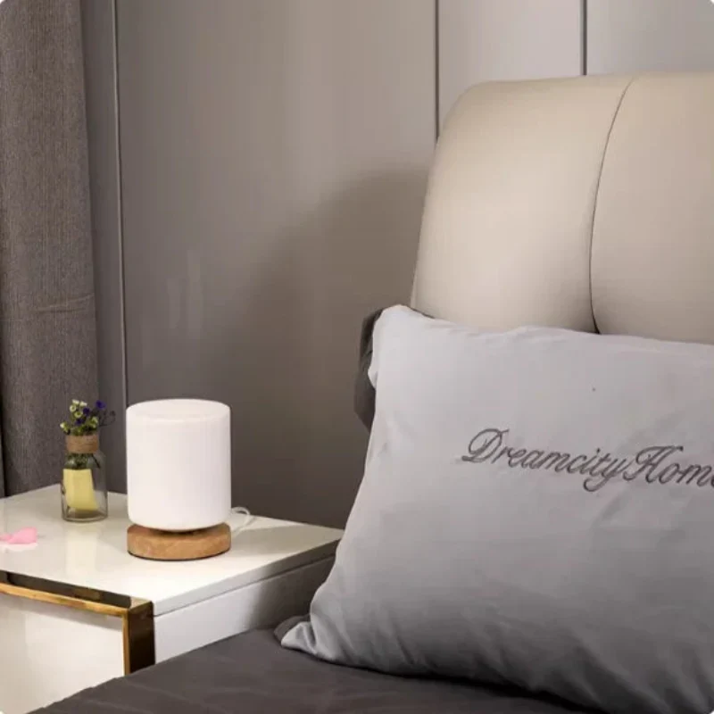 Glazen Tafellamp met Rubberen Houtvoet 360° Verlichting Sfeervol Nachtlampje Modern Design Accent | Sansoti
